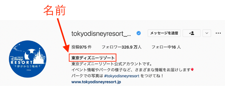インスタグラムにおける「名前」を指す