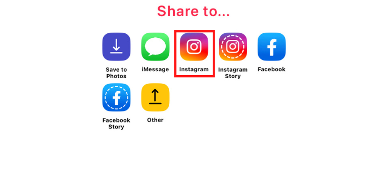 投稿する際は「Instagram」をタップ
